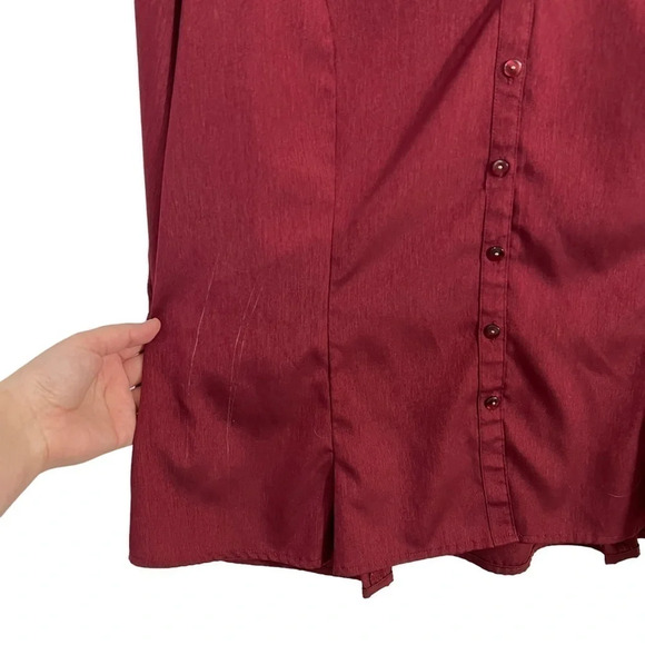 Cato Wine Red Button Up Shirt 18W 20W Collared Blouse Stretch Career Office Work - Picture 8 of 9